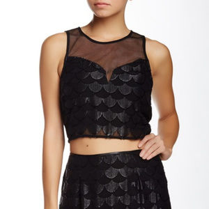 New ASTR the label Mesh and Sequin Crop Top